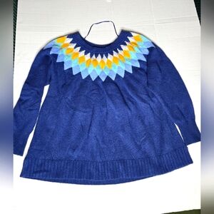 St. John's Bay Blue Geometric Pattern Sweater
